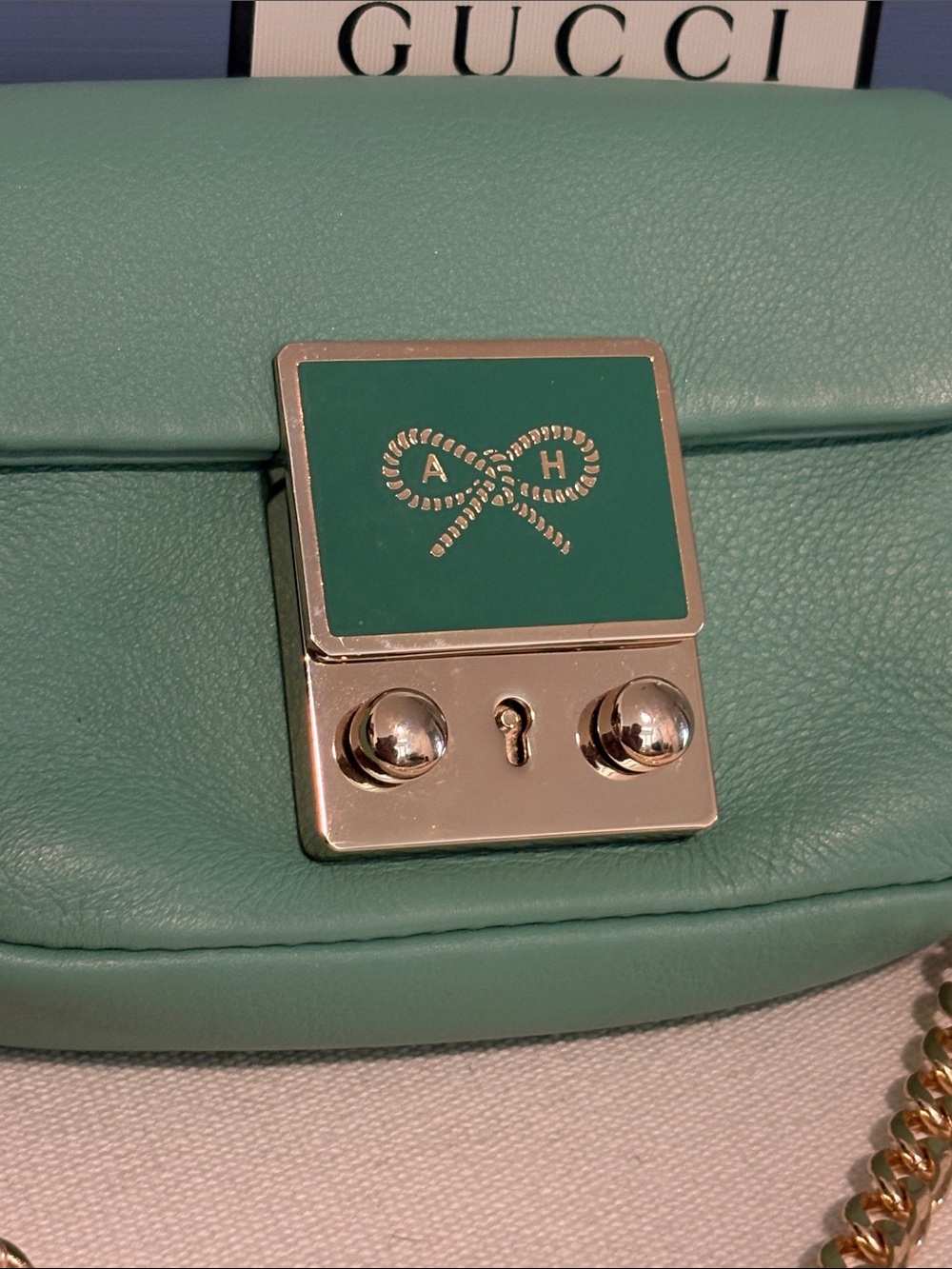 Anya Hindmarch Mini Green Purse With Chain Strap - Picture 3 of 9